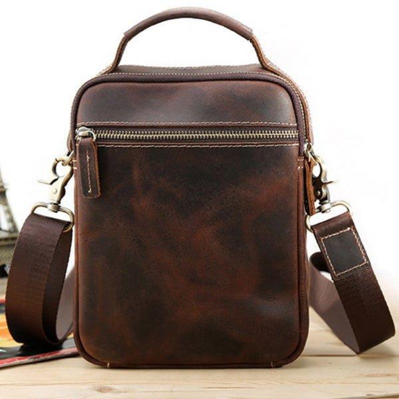 Bolsa Mensageiro Tiracolo Masculina Couro Pequena