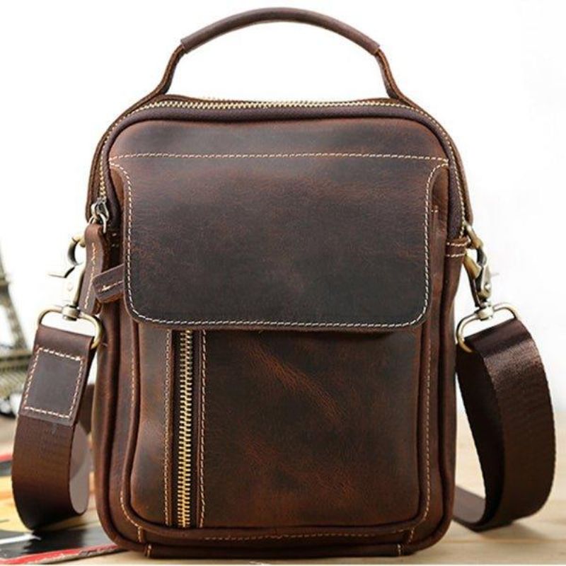 Bolsa Mensageiro Tiracolo Masculina Couro Pequena