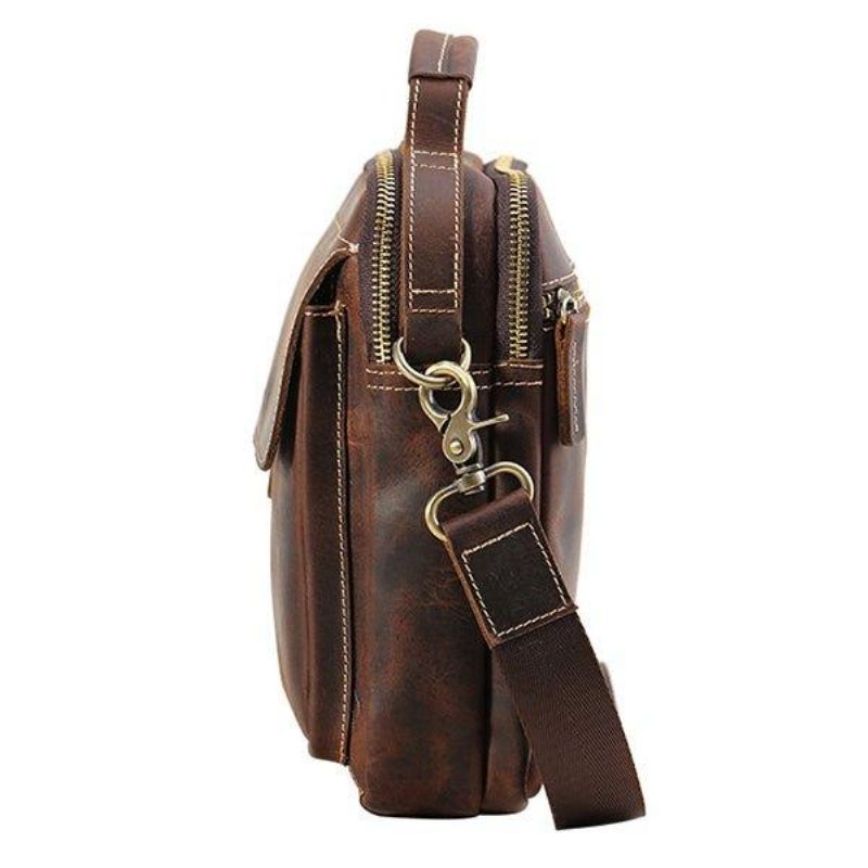 Bolsa Mensageiro Tiracolo Masculina Couro Pequena