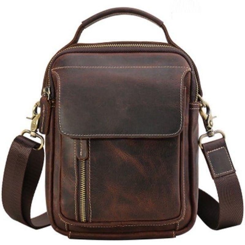 Bolsa Mensageiro Tiracolo Masculina Couro Pequena