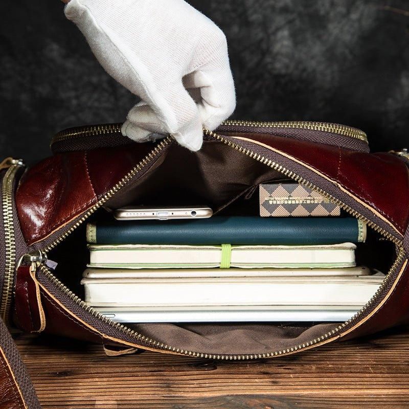 Bolsa Mensageiro Viagem Em Pele Genuína Para Homem