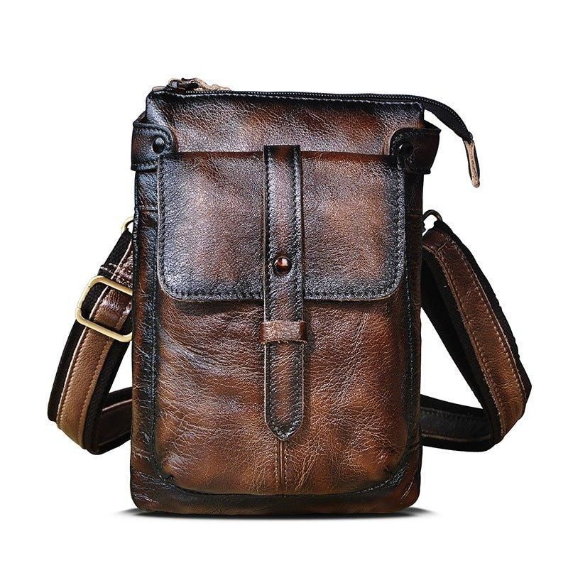 Bolsa Mensageiro Vintage Couro Genuíno 8 Polegadas Para Homem