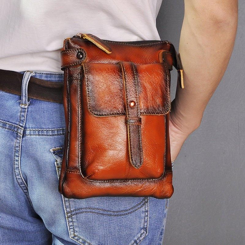 Bolsa Mensageiro Vintage Couro Genuíno 8 Polegadas Para Homem