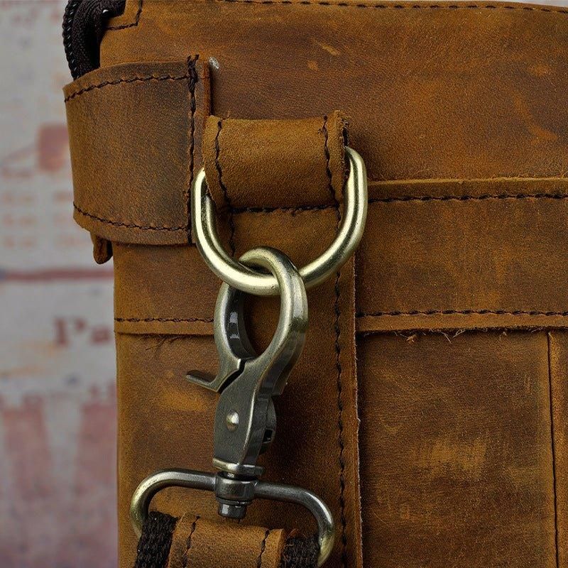 Bolsa Mensageiro Vintage Couro Genuíno 8 Polegadas Para Homem