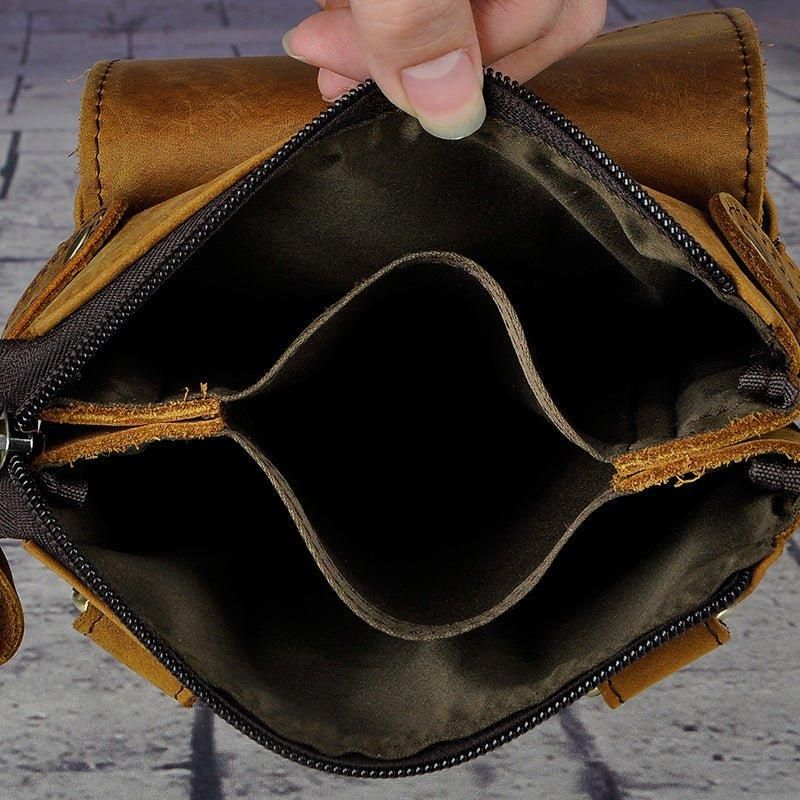 Bolsa Mensageiro Vintage Couro Genuíno 8 Polegadas Para Homem