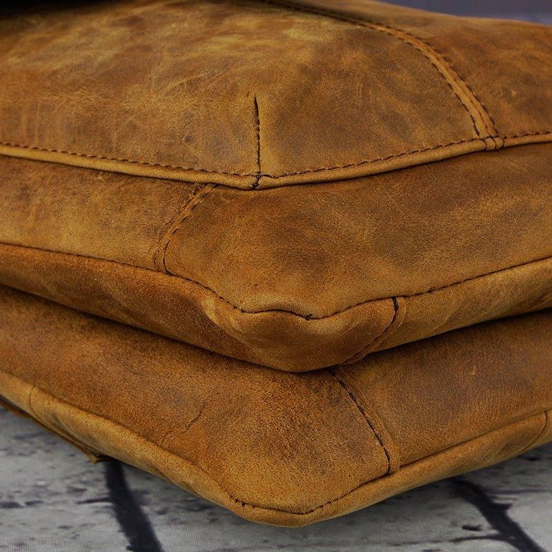 Bolsa Mensageiro Vintage Couro Genuíno 8 Polegadas Para Homem