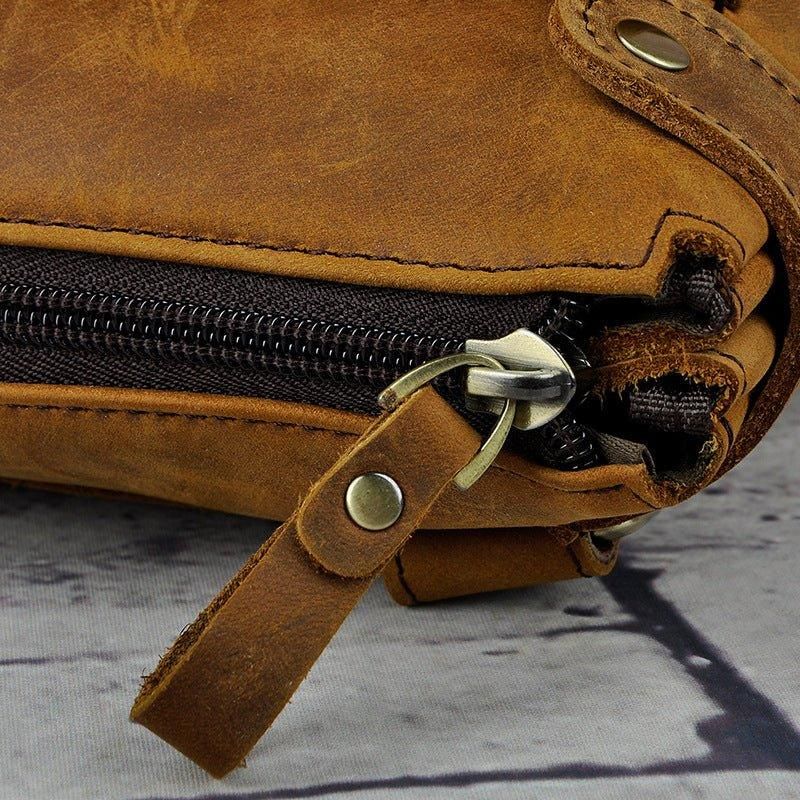 Bolsa Mensageiro Vintage Couro Genuíno 8 Polegadas Para Homem