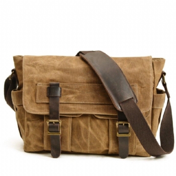 Bolsa Mensageiro Vintage Em Lona Motobags Para Homem