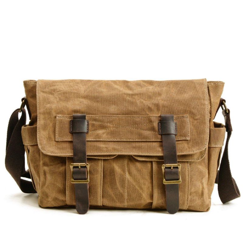 Bolsa Mensageiro Vintage Em Lona Motobags Para Homem