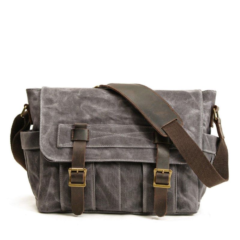 Bolsa Mensageiro Vintage Em Lona Motobags Para Homem