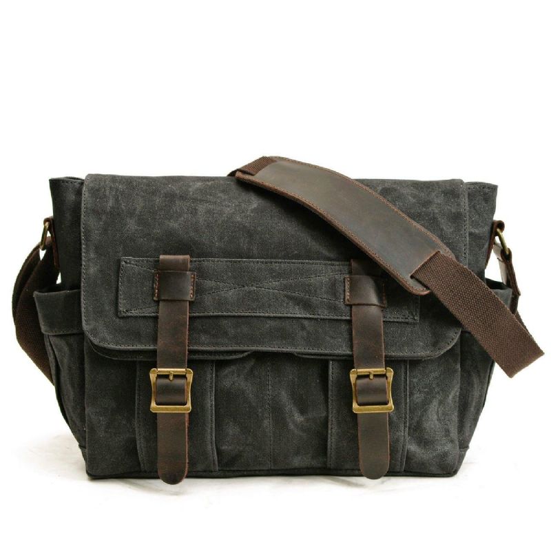 Bolsa Mensageiro Vintage Em Lona Motobags Para Homem