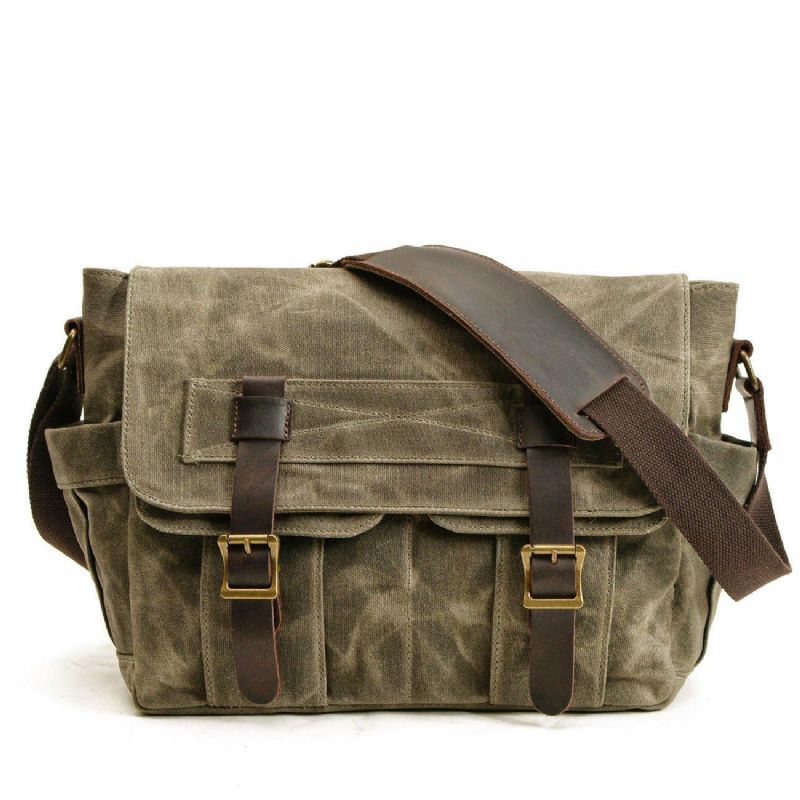 Bolsa Mensageiro Vintage Em Lona Motobags Para Homem