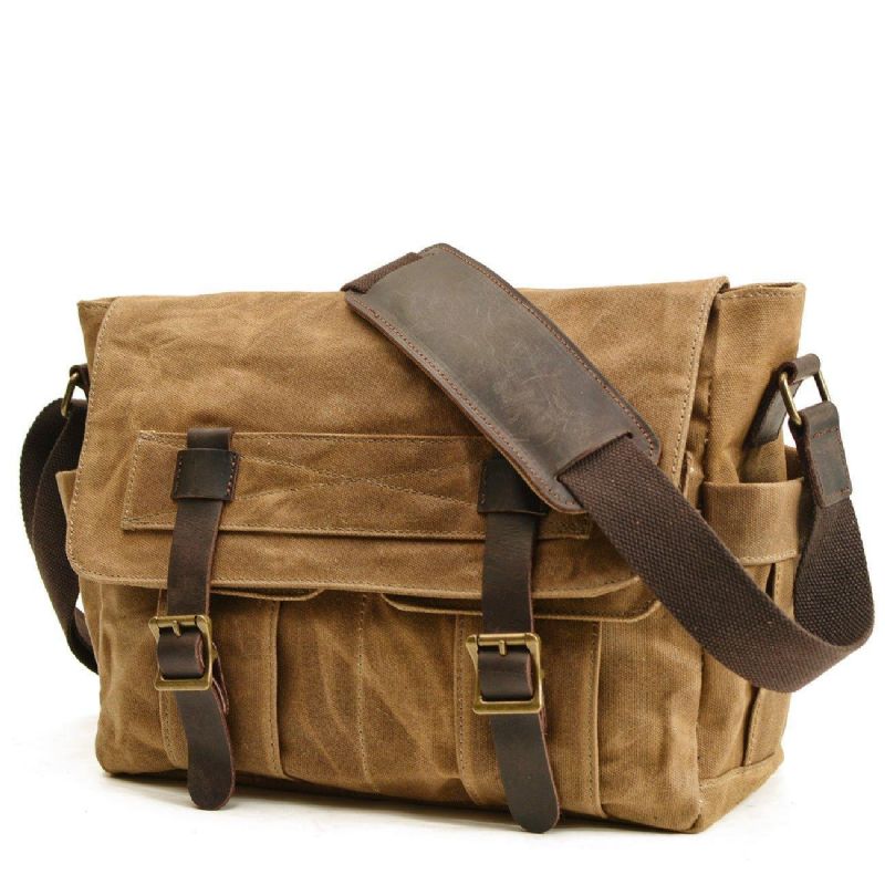 Bolsa Mensageiro Vintage Em Lona Motobags Para Homem