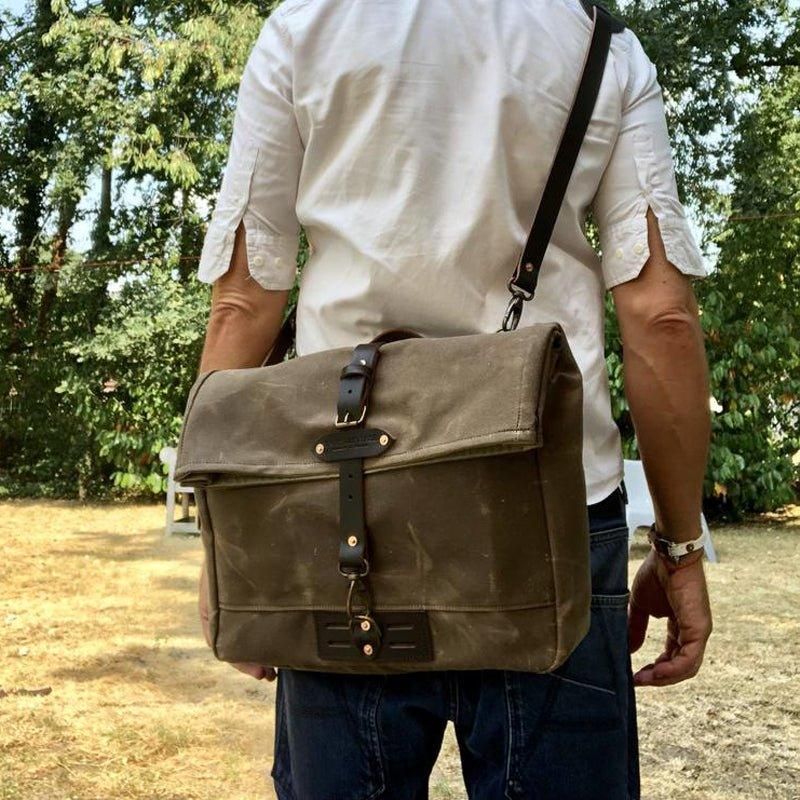 Bolsa Mensageiro Vintage Em Lona Para Portátil E Motobags