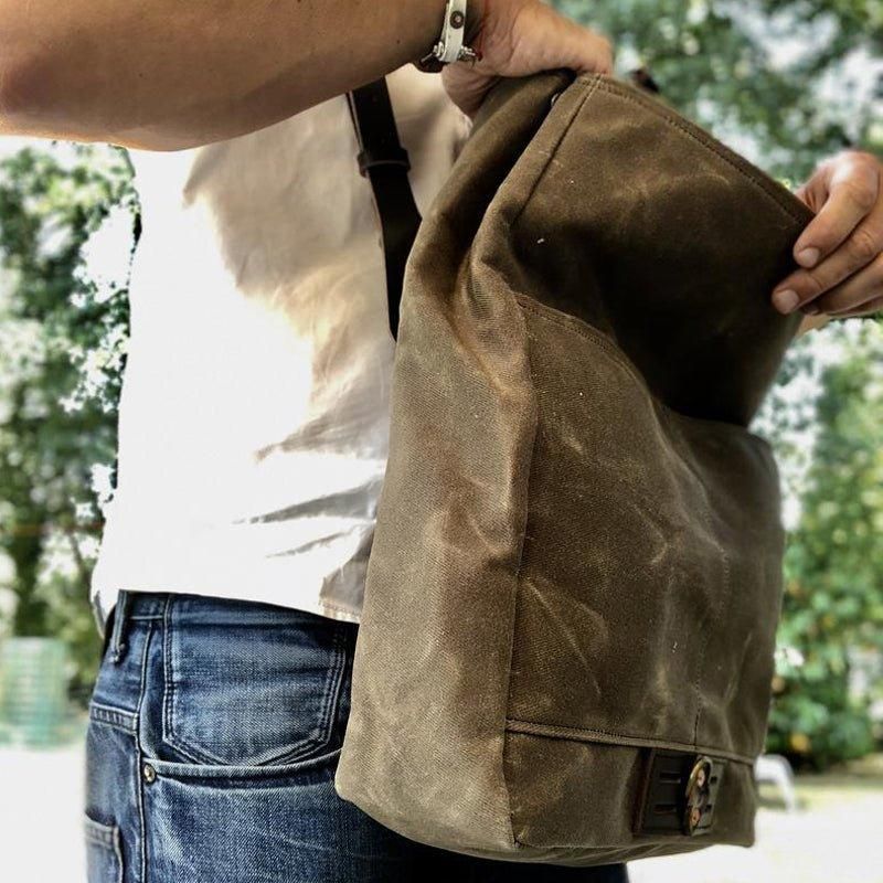 Bolsa Mensageiro Vintage Em Lona Para Portátil E Motobags