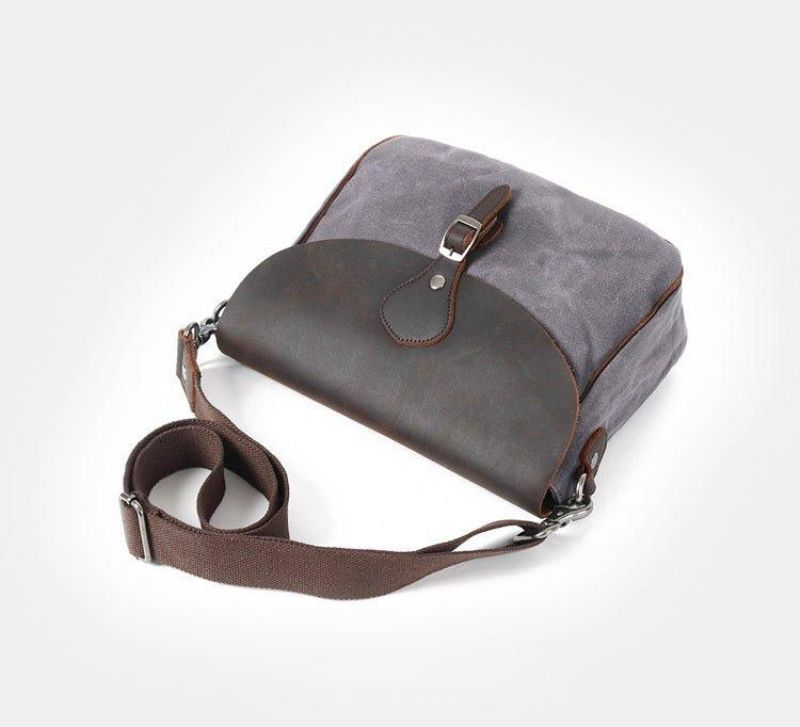 Bolsa Mensageiro Vintage Em Pele E Lona Para Homem Ipad