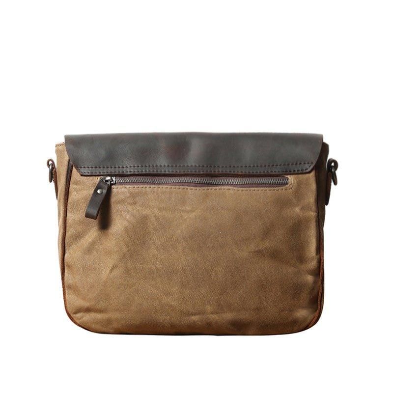 Bolsa Mensageiro Vintage Em Pele E Lona Para Homem Ipad