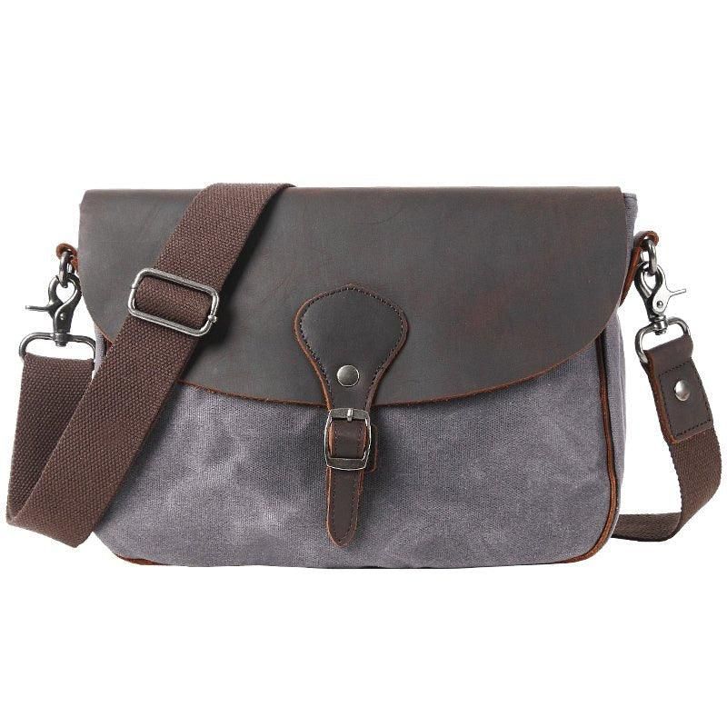 Bolsa Mensageiro Vintage Em Pele E Lona Para Homem Ipad