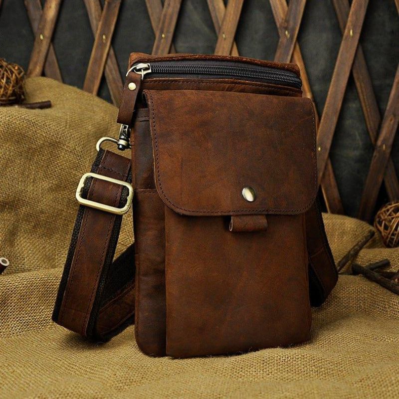 Bolsa Mensageiro Vintage Em Pele Genuína Dupla Utilização