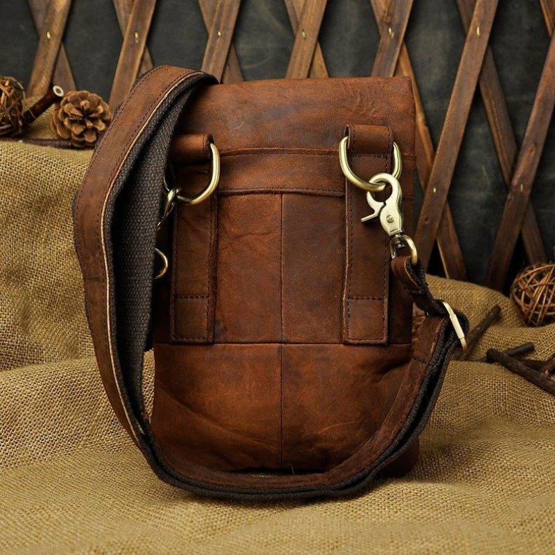 Bolsa Mensageiro Vintage Em Pele Genuína Dupla Utilização