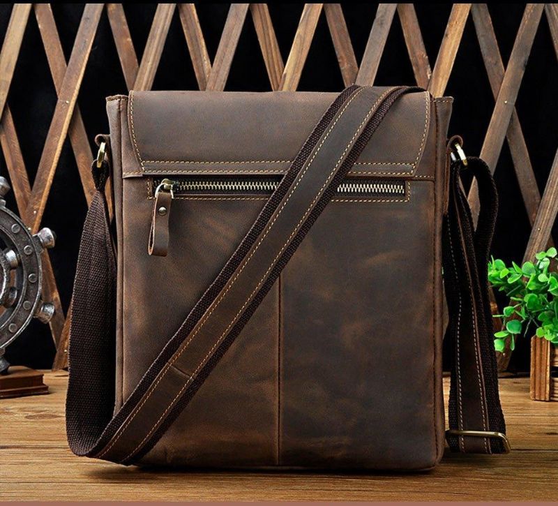 Bolsa Mensageiro Vintage Em Pele Genuína Para Homem