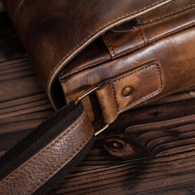 Bolsa Mensageiro Vintage Em Pele Genuína Para Homem