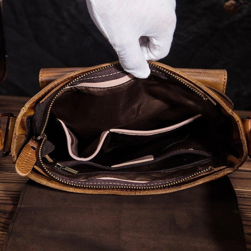 Bolsa Mensageiro Vintage Em Pele Genuína Para Homem