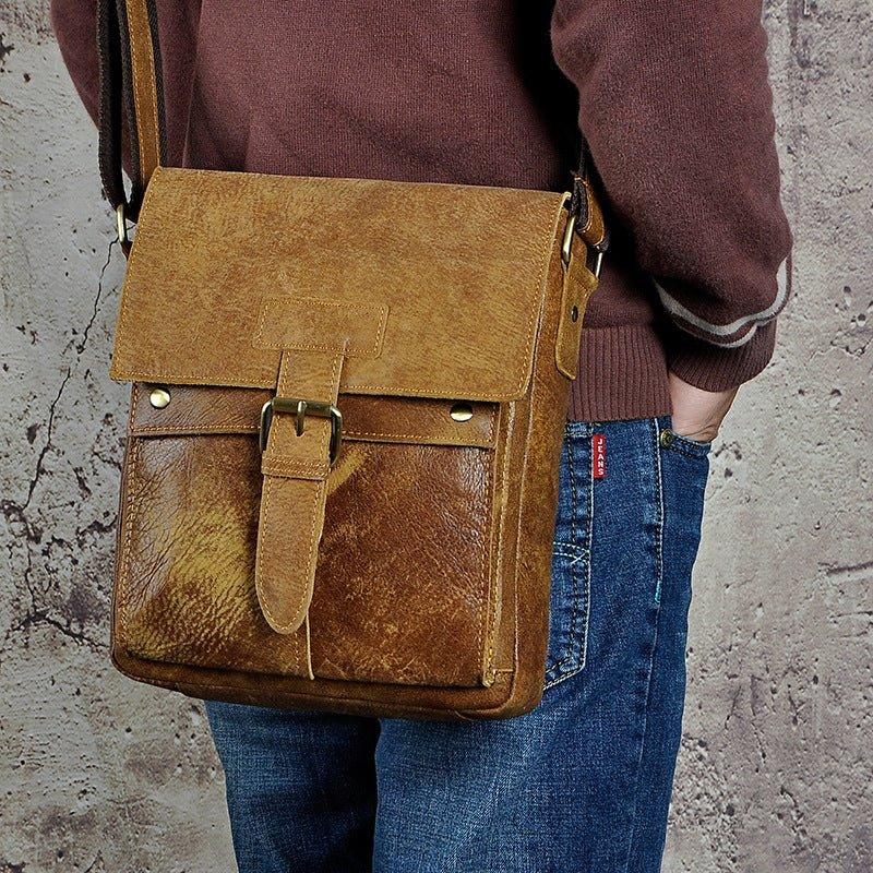 Bolsa Mensageiro Vintage Em Pele Genuína Para Homem