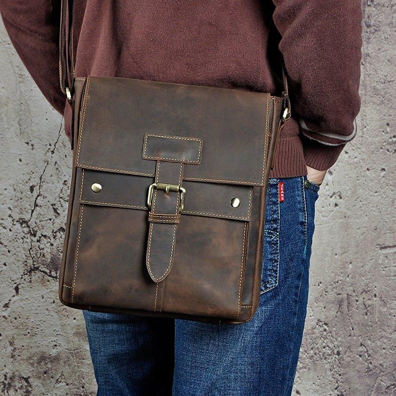 Bolsa Mensageiro Vintage Em Pele Genuína Para Homem