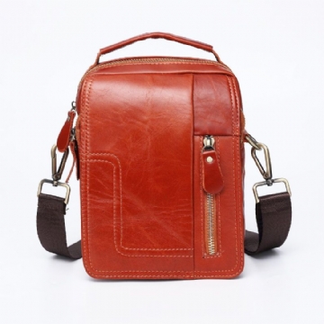 Bolsa Mensageiro Vintage Em Pele Vermelho-castanho Para Homem