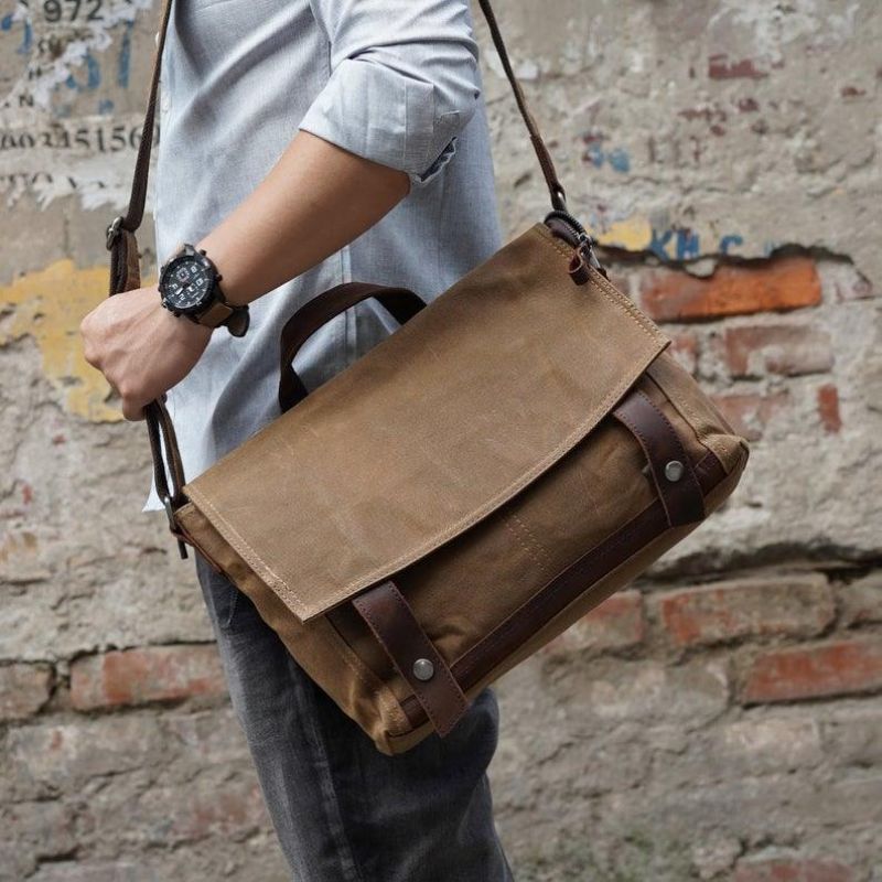 Bolsa Mensageiro Vintage Lona A Tiracolo Para Homem