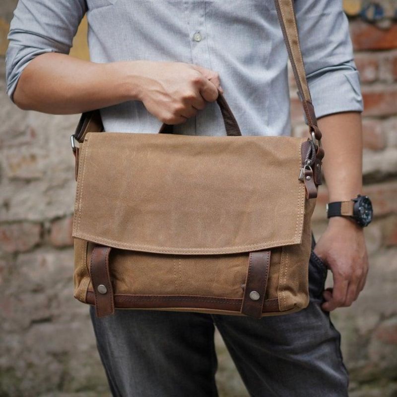 Bolsa Mensageiro Vintage Lona A Tiracolo Para Homem