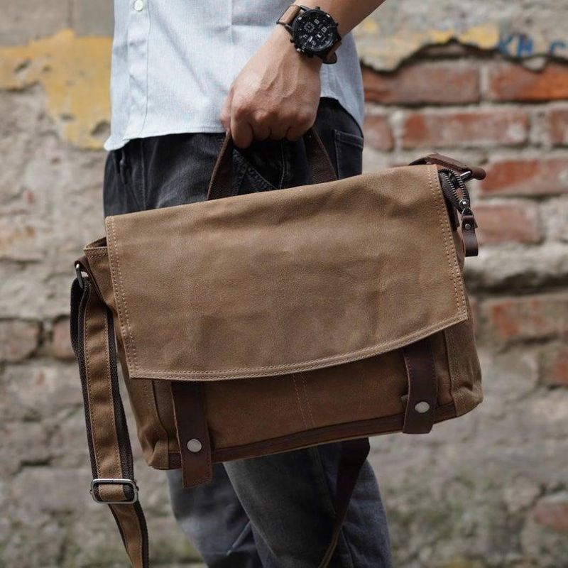 Bolsa Mensageiro Vintage Lona A Tiracolo Para Homem