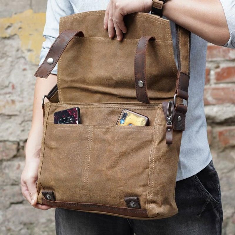 Bolsa Mensageiro Vintage Lona A Tiracolo Para Homem