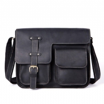 Bolsa Mensageiro Vintage Para Homem Em Couro Italiano