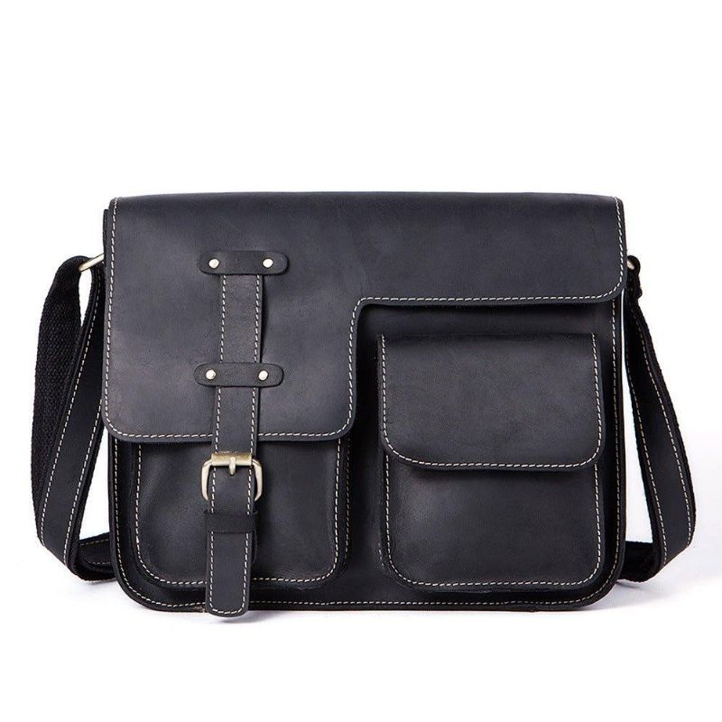 Bolsa Mensageiro Vintage Para Homem Em Couro Italiano