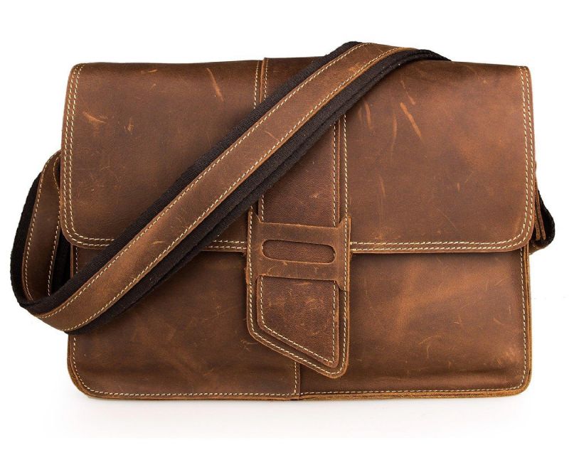 Bolsa Ombro Couro Vintage Para Homem