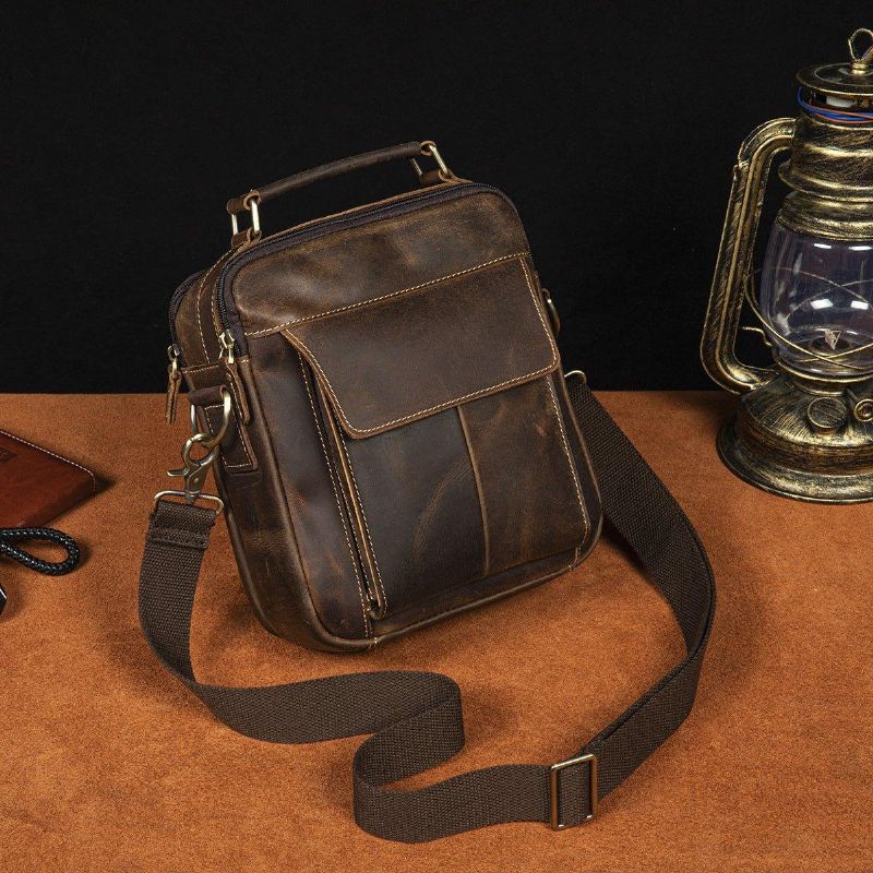 Bolsa Ombro Mensageiro Couro Vintage Para Homem