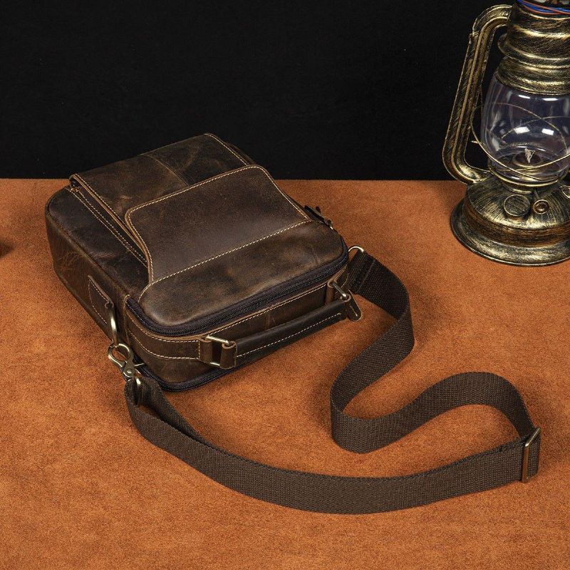 Bolsa Ombro Mensageiro Couro Vintage Para Homem