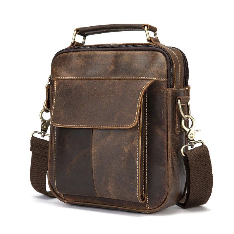 Bolsa Ombro Mensageiro Couro Vintage Para Homem