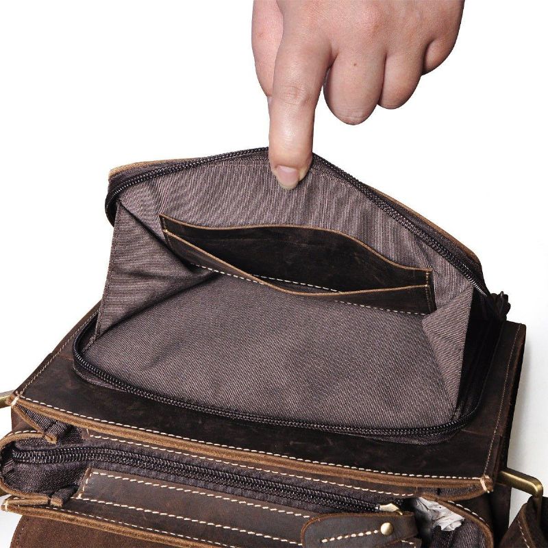 Bolsa Ombro Mensageiro Em Pele Genuína Para Homem