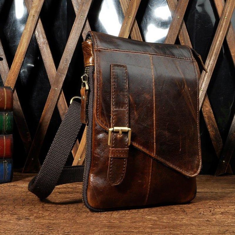 Bolsa Ombro Mensageiro Vintage Em Pele Genuína Dupla Utilização