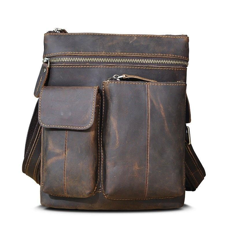 Bolsa Ombro Vintage Em Pele Genuína Para Homem