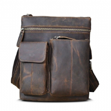 Bolsa Ombro Vintage Em Pele Genuína Para Homem