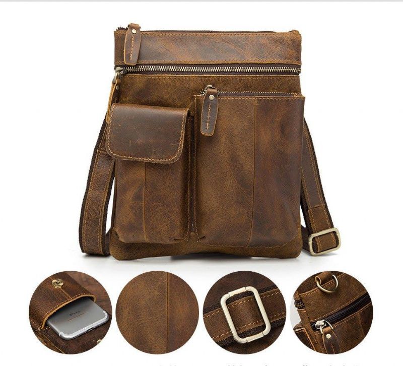 Bolsa Ombro Vintage Em Pele Genuína Para Homem