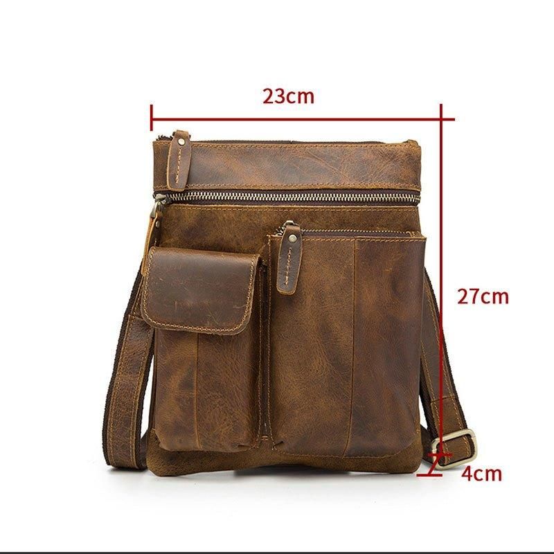 Bolsa Ombro Vintage Em Pele Genuína Para Homem