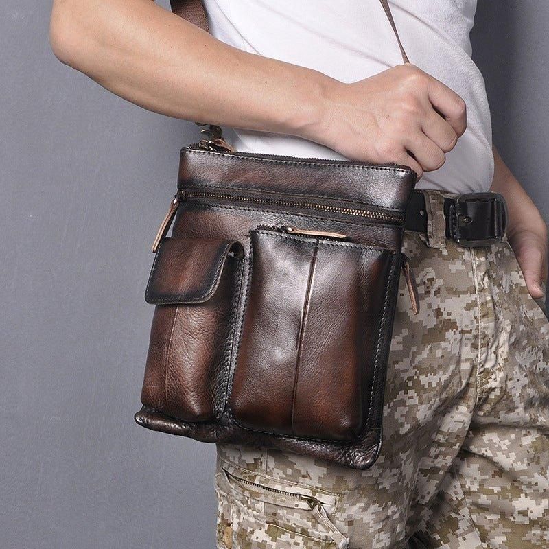 Bolsa Ombro Vintage Em Pele Genuína Para Homem