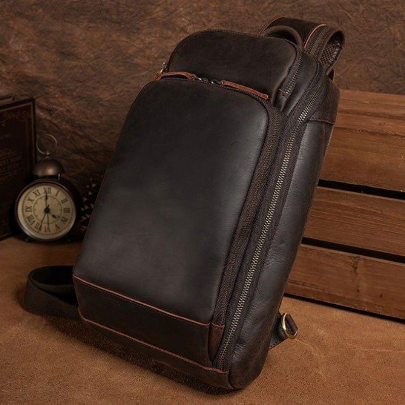 Bolsa Peito Couro Para Homem Crossbody