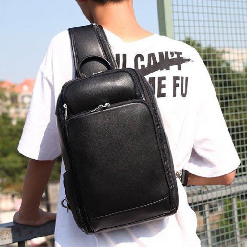 Bolsa Peito Couro Para Homem Crossbody