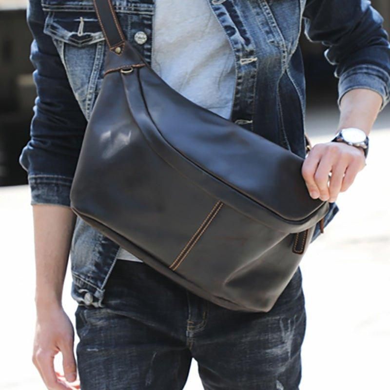 Bolsa Peito Couro Para Homem Crossbody